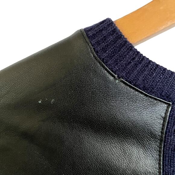 Zadig & Voltaire Peter Patch Navy Blue Wool Cashmere Leather Wolf V-Neck Sweater - Picture 7 of 10